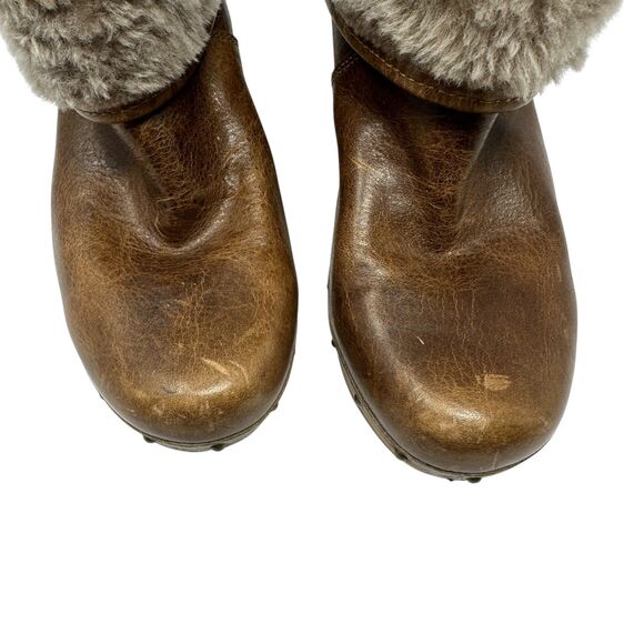 UGG Brown Lynnea Leather Shearling Clog Leather Booties Size 6 - Picture 5 of 8